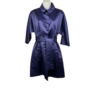 Simply Vera Vera Wang Purple Satin Belted Trench Coat Size S Elegant Monochrome